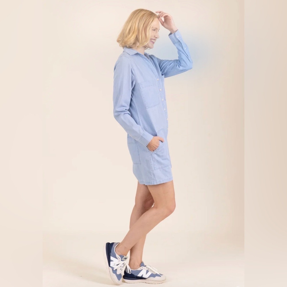 Le Marais The Folton Denim Romper Size Medium Button Front Retail $262 NWT - Picture 5 of 6